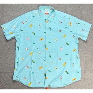 Oppo Suits‎ Tailored Fit Men's Button Up Pool Lounge Pattern Shirt Size 3XL